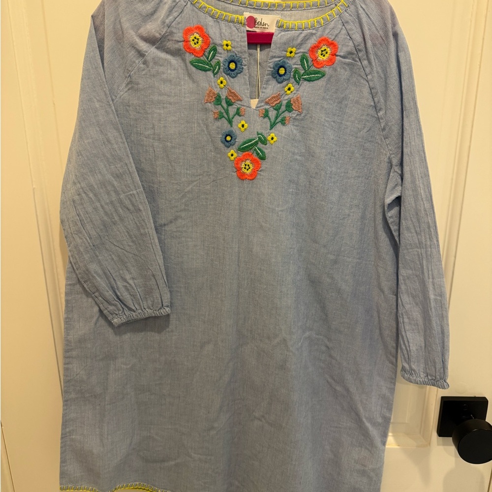 NWT Boden Embroidered Blue Tunic Dress